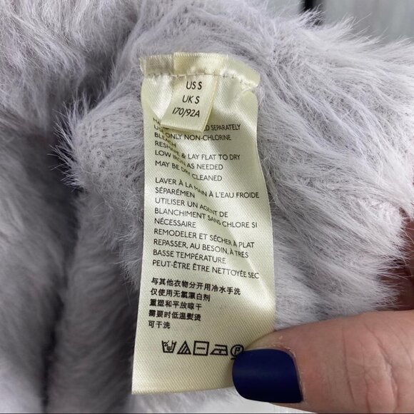 Free People Faux Fur Cardigan super soft silver open front pockets. - Picture 11 of 12